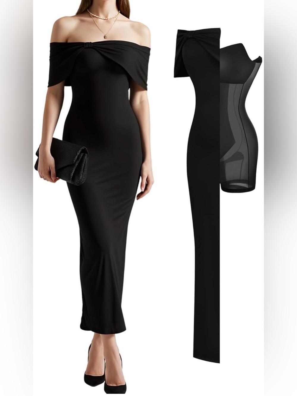 Popilush Off The Shoulder Maxi Dress Wedding Guest Formal Dresses for Women